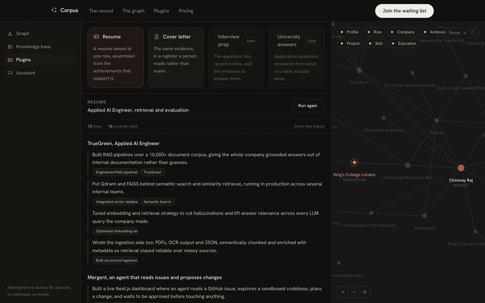 Corpus — Resume plugin